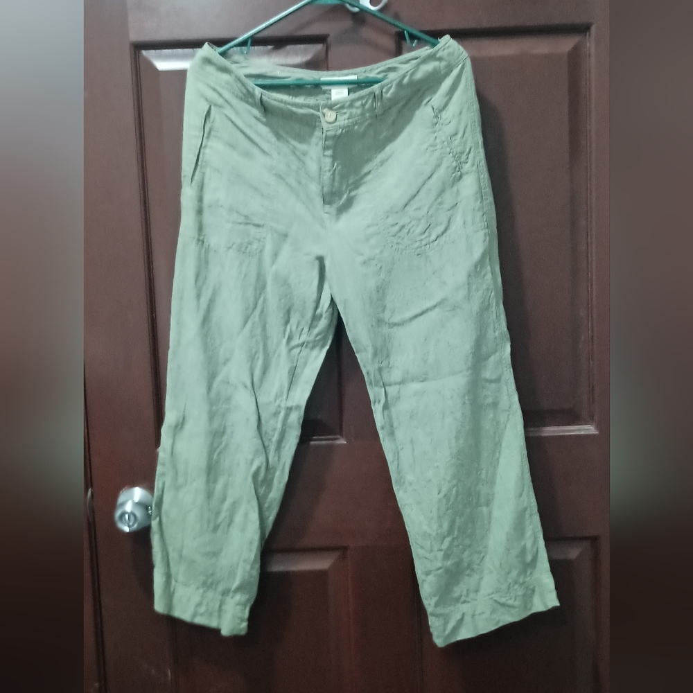 Cherokee 100% Linen Sea Foam Green Pants Size 10